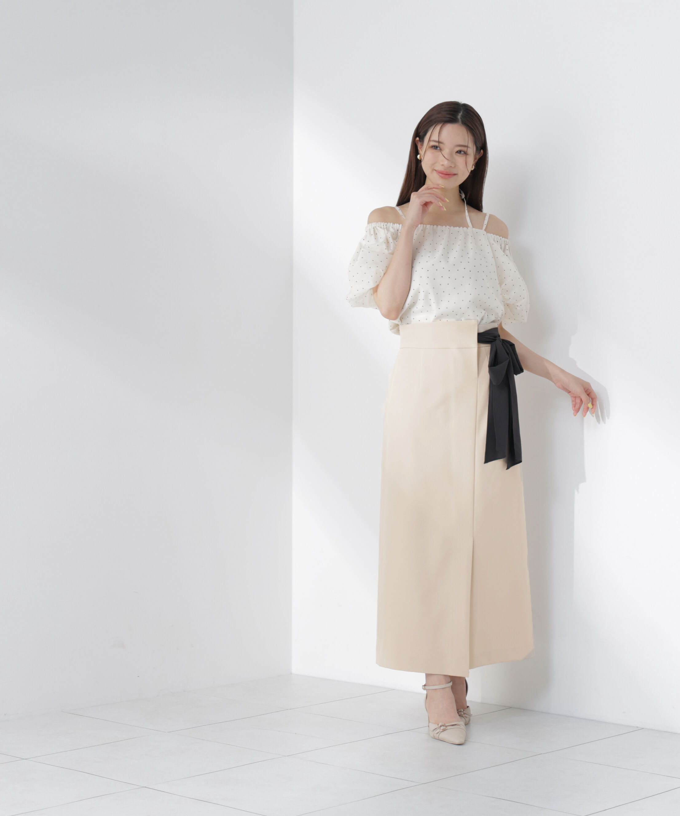 PROPORTION BODY DRESSING「サイドリボンナロースカート」|スカート|ベージュ&times;ブラ