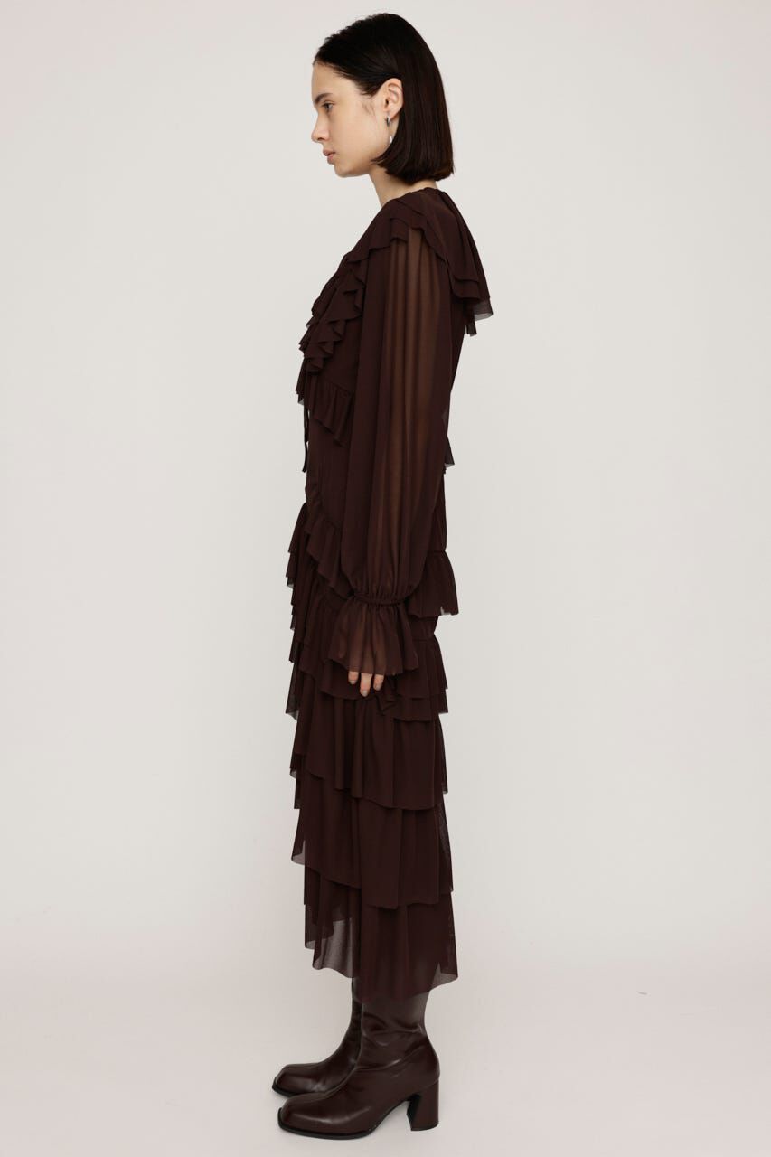 SLY「SHEER FRILL L／ドレス」|ワンピース|