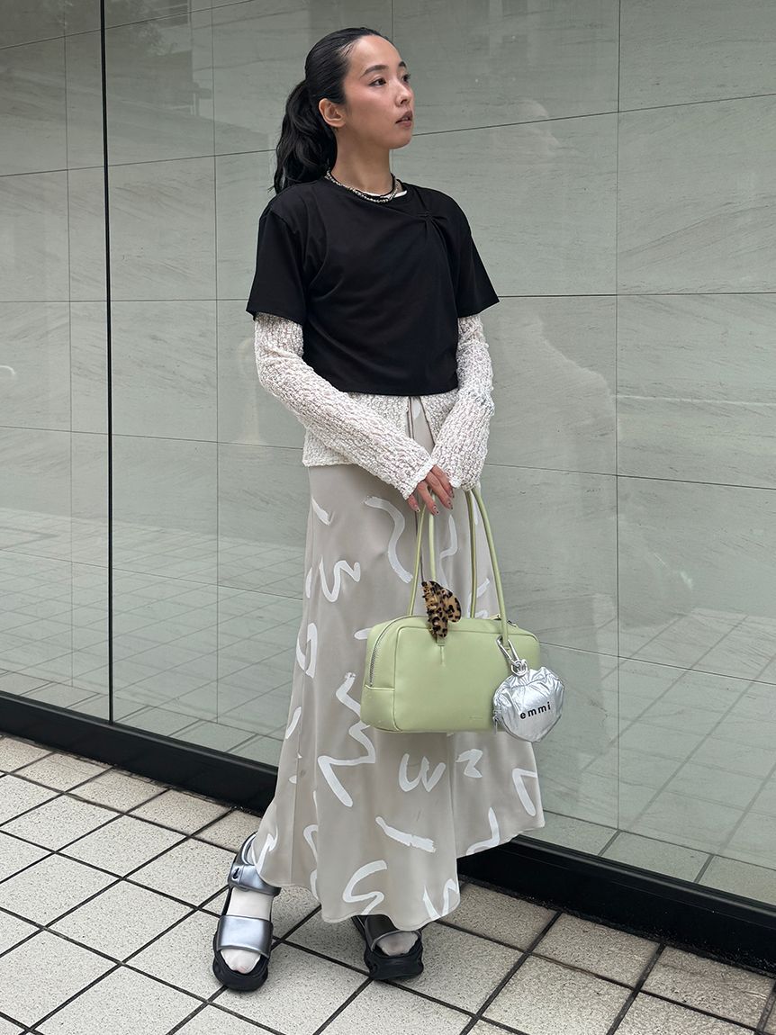 emmi atelier「サテンナロースカート【セットアップ対応】」|スカート|