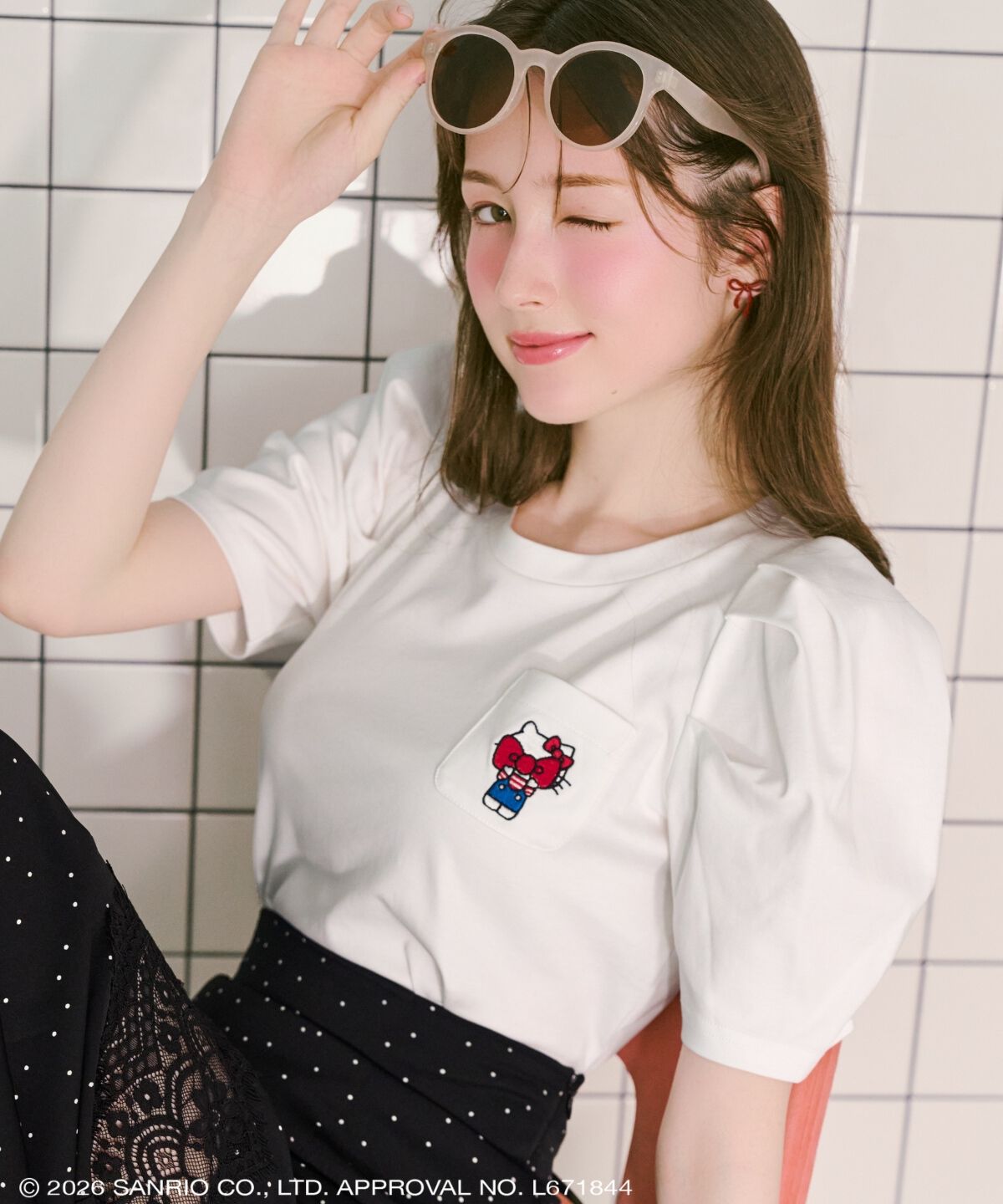 WILLSELECTION「WILLSELECTION&times;HELLO KITTY 刺繍カットトップス」|Tシャツ・カットソー|白系その他
