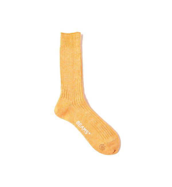 BEAMS PLUS「BEAMS PLUS｜New Linen Socks｜メンズ 靴下 ソックス｜リネン 混紡｜涼感 シャリ感｜リブ編み｜」|ソックス|YELLOW
