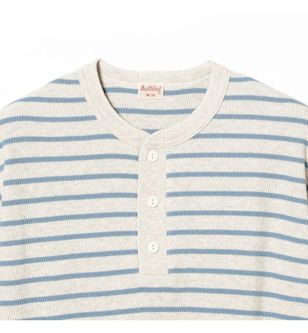 BEAMS PLUS「【別注】Healthknit / Honeycomb Thermal Henry Neck T-shirt Horizontal Stripe」|Tシャツ・カットソー|