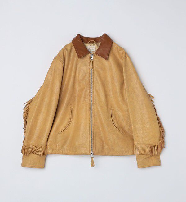 SHIPS「WYTHE NEW YORK: Mustang Fringe Leather Jacket」|ブルゾン・スタジャン|クリーム