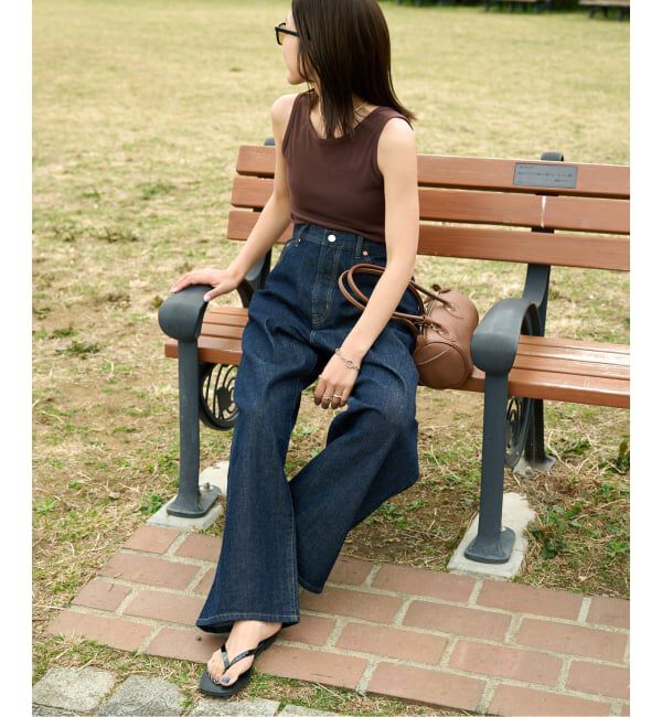 OUTDOOR PRODUCTS Usual Things「追加 ULTサマーデニムハイライズルーズ5PKT BLUE/NAVY」|デニム|