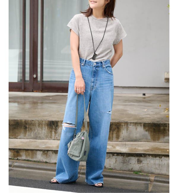 OUTDOOR PRODUCTS Usual Things「ULTデニムハイライズルーズスラッシュ5PKT」|デニム|
