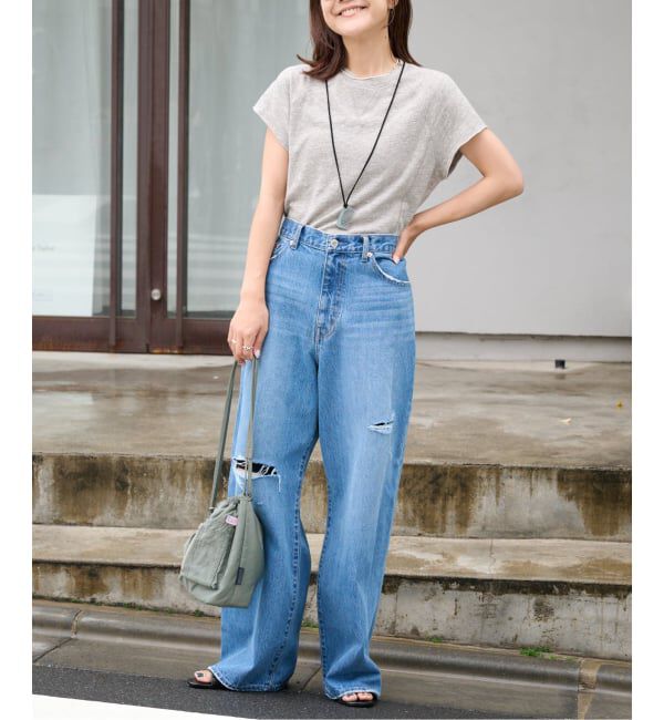 OUTDOOR PRODUCTS Usual Things「ULTデニムハイライズルーズスラッシュ5PKT」|デニム|