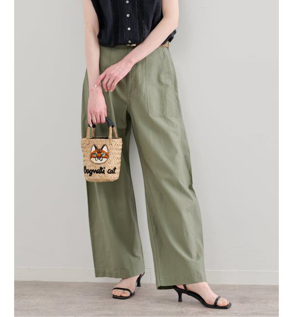 U by SPICK&SPAN「《追加》コットリネンバレルレッグルーズベイカーパンツ」|カーゴ|