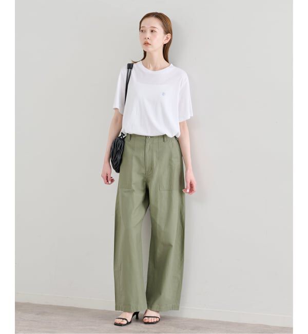 U by SPICK&SPAN「《追加》コットリネンバレルレッグルーズベイカーパンツ」|カーゴ|