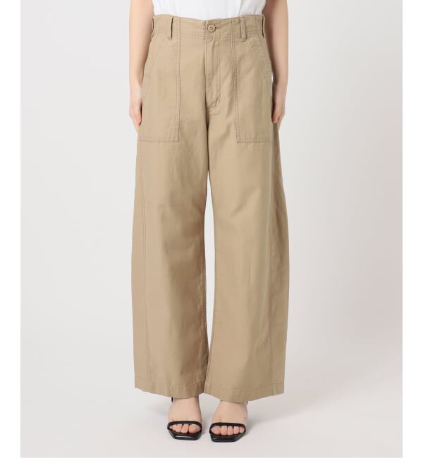 U by SPICK&SPAN「《追加》コットリネンバレルレッグルーズベイカーパンツ」|カーゴ|