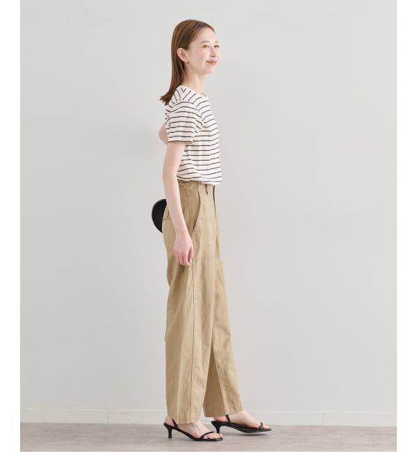 U by SPICK&SPAN「《追加》コットリネンバレルレッグルーズベイカーパンツ」|カーゴ|