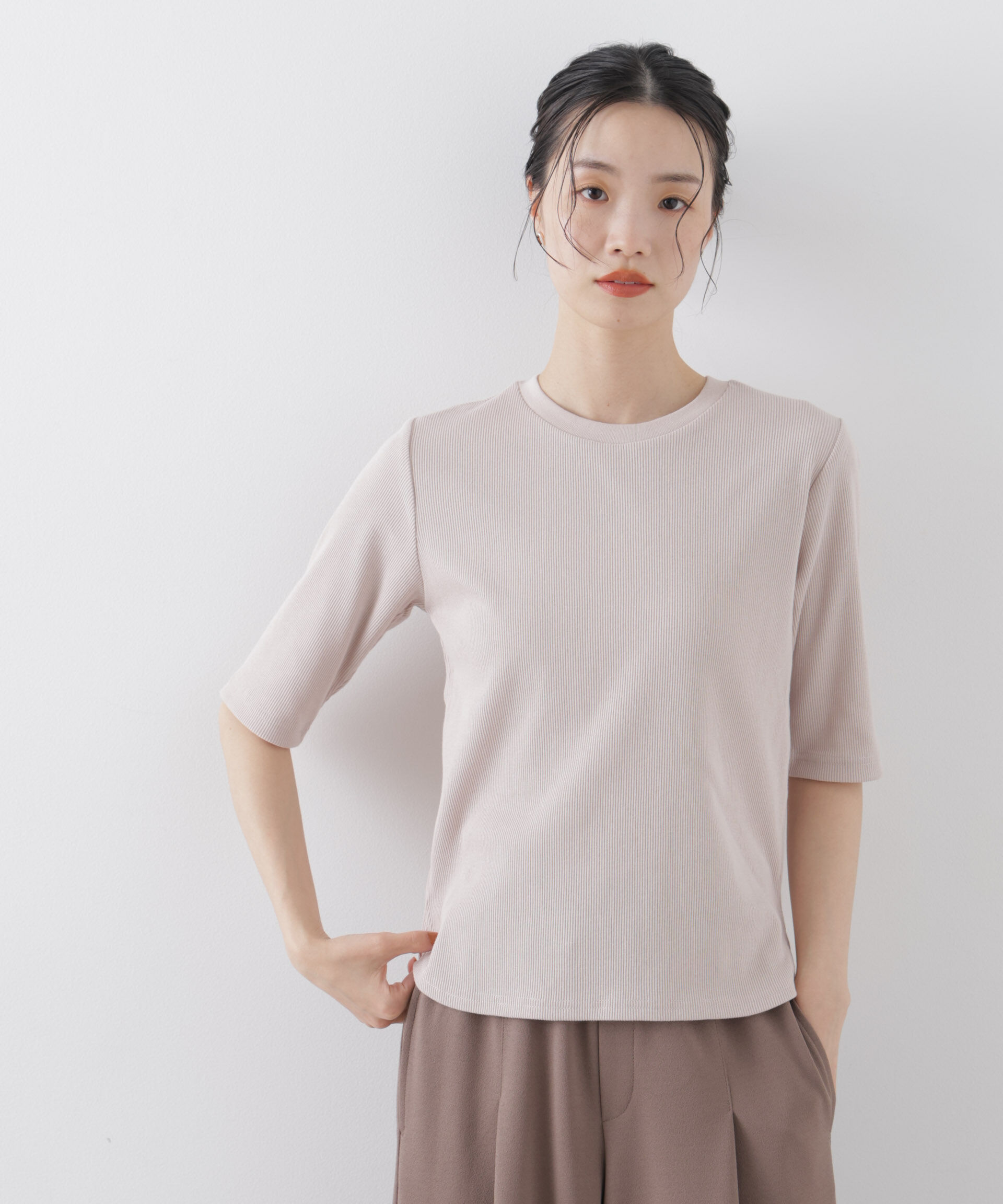 NANO universe「UVカット抗菌防臭吸水速乾イージーケアリブ半袖」|Tシャツ・カットソー|