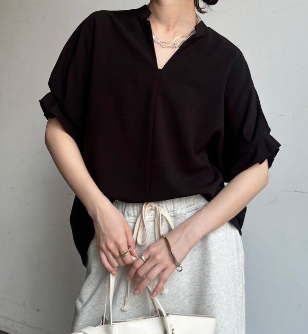  「【WEB限定】接触冷感スキッパーシャツ」|シャツ・ブラウス|ブラウン
