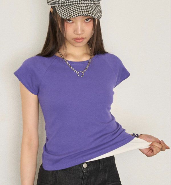  「【WEB限定カラーあり】【SLOPPY】 リブチビT」|Tシャツ・カットソー|パープル