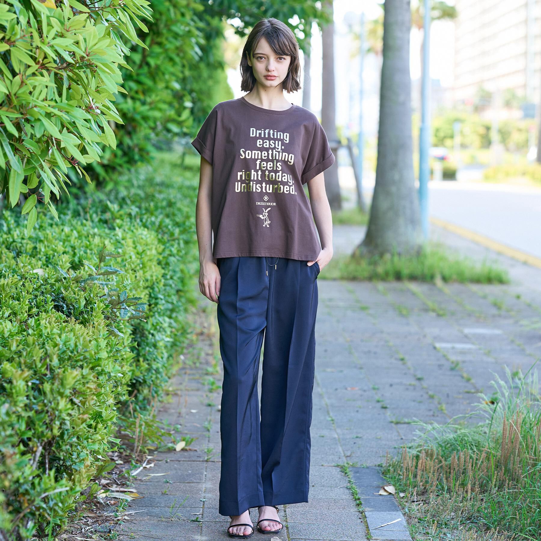 DRESSTERIOR「【箔ロゴ】箔プリントドルマンスリーブ Tシャツ」|Tシャツ・カットソー|