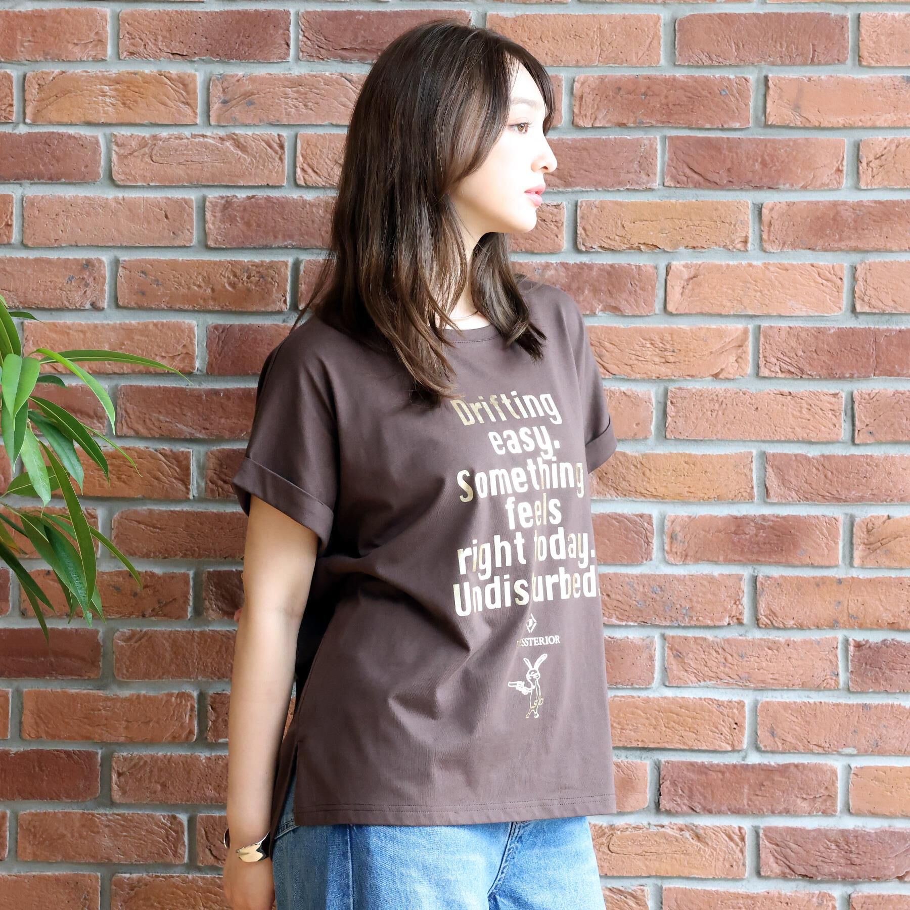 DRESSTERIOR「【箔ロゴ】箔プリントドルマンスリーブ Tシャツ」|Tシャツ・カットソー|