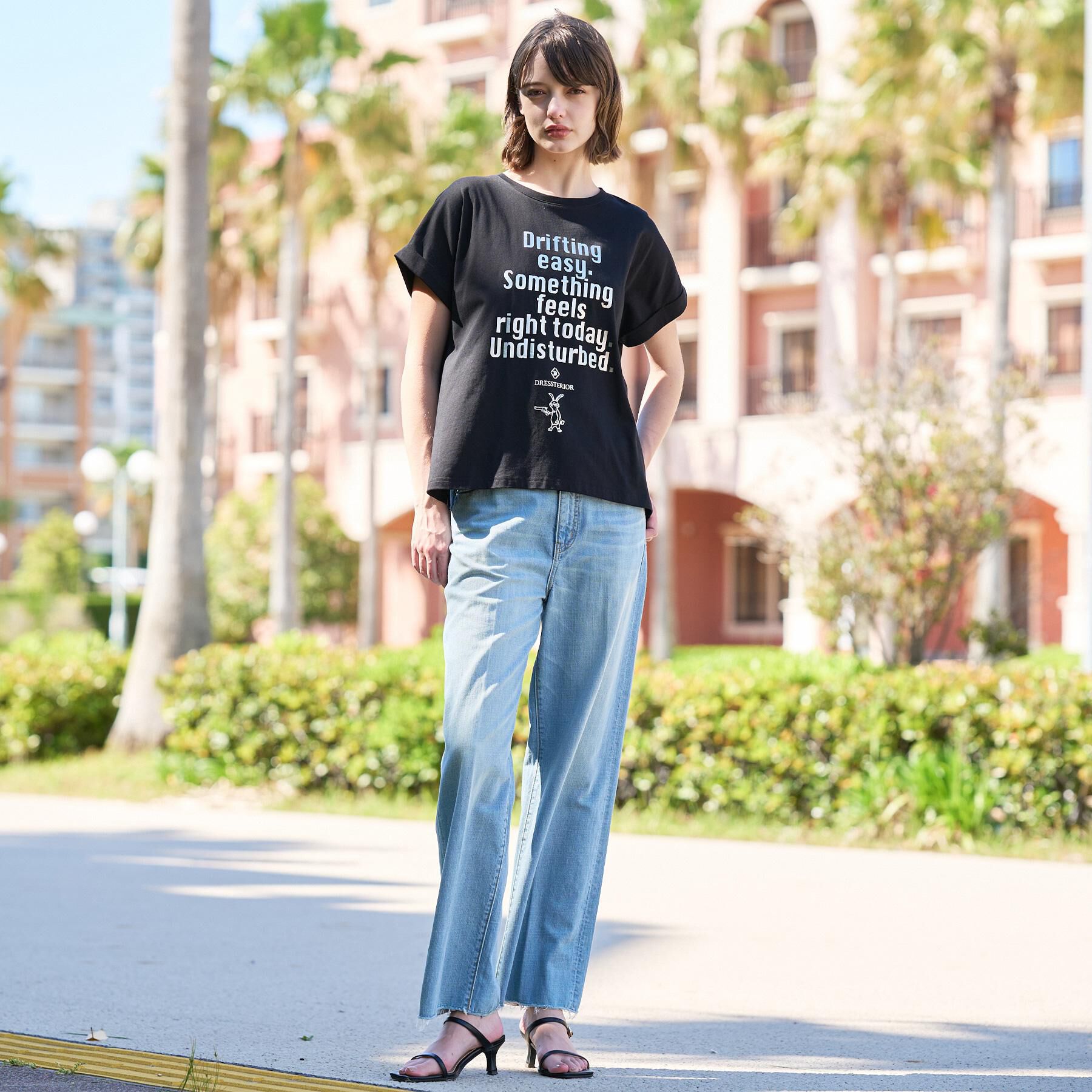 DRESSTERIOR「【箔ロゴ】箔プリントドルマンスリーブ Tシャツ」|Tシャツ・カットソー|
