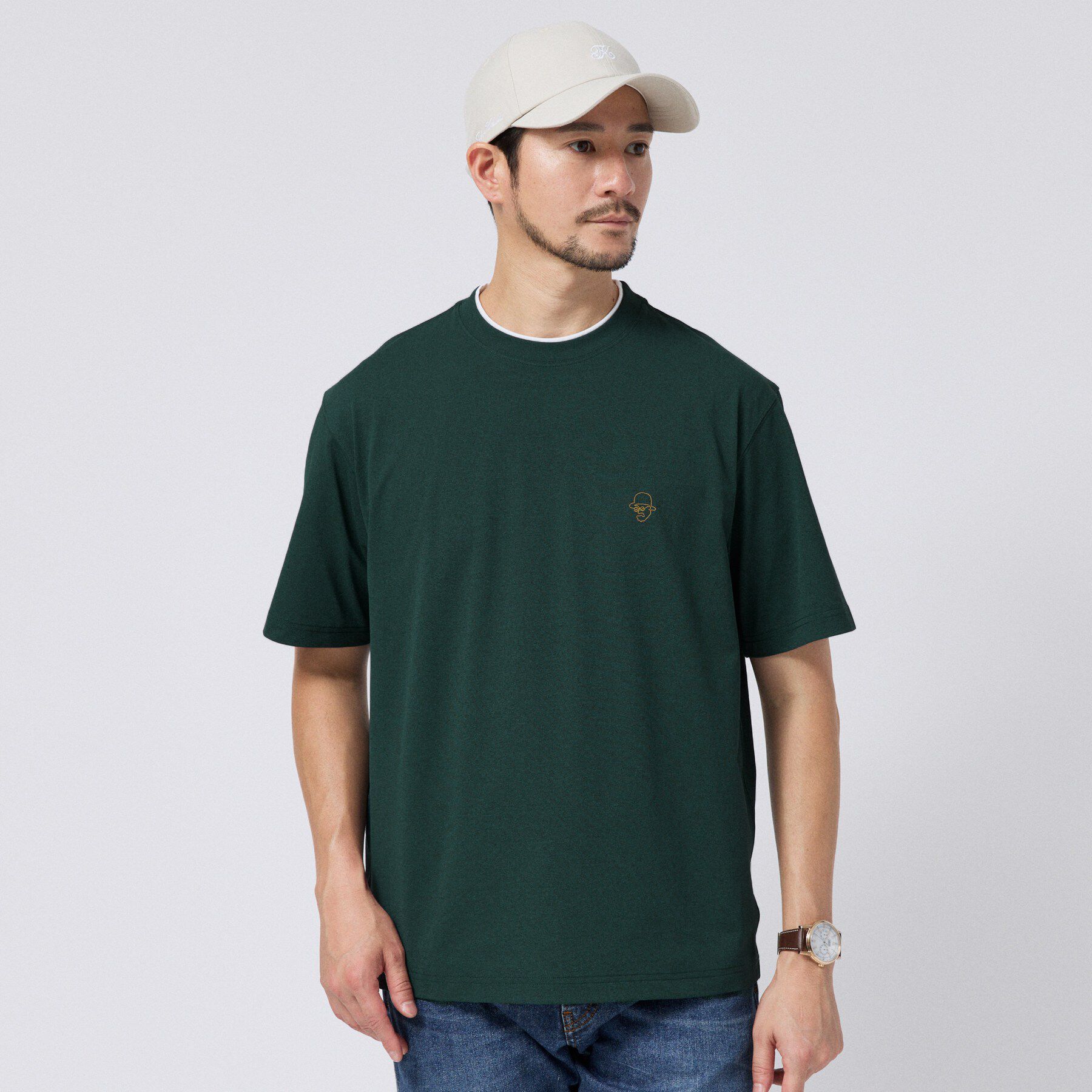 TAKEO KIKUCHI「【汗染み軽減】フェイクレイヤー ワンポイント プルオーバー」|Tシャツ・カットソー|