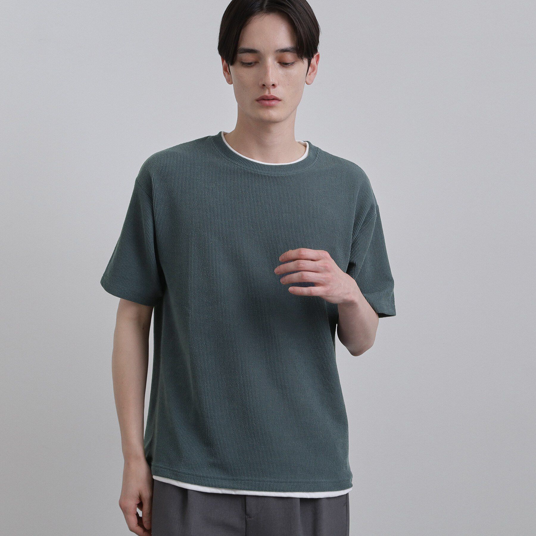tk.TAKEO KIKUCHI「リブフェイクレイヤードTシャツ」|Tシャツ・カットソー|