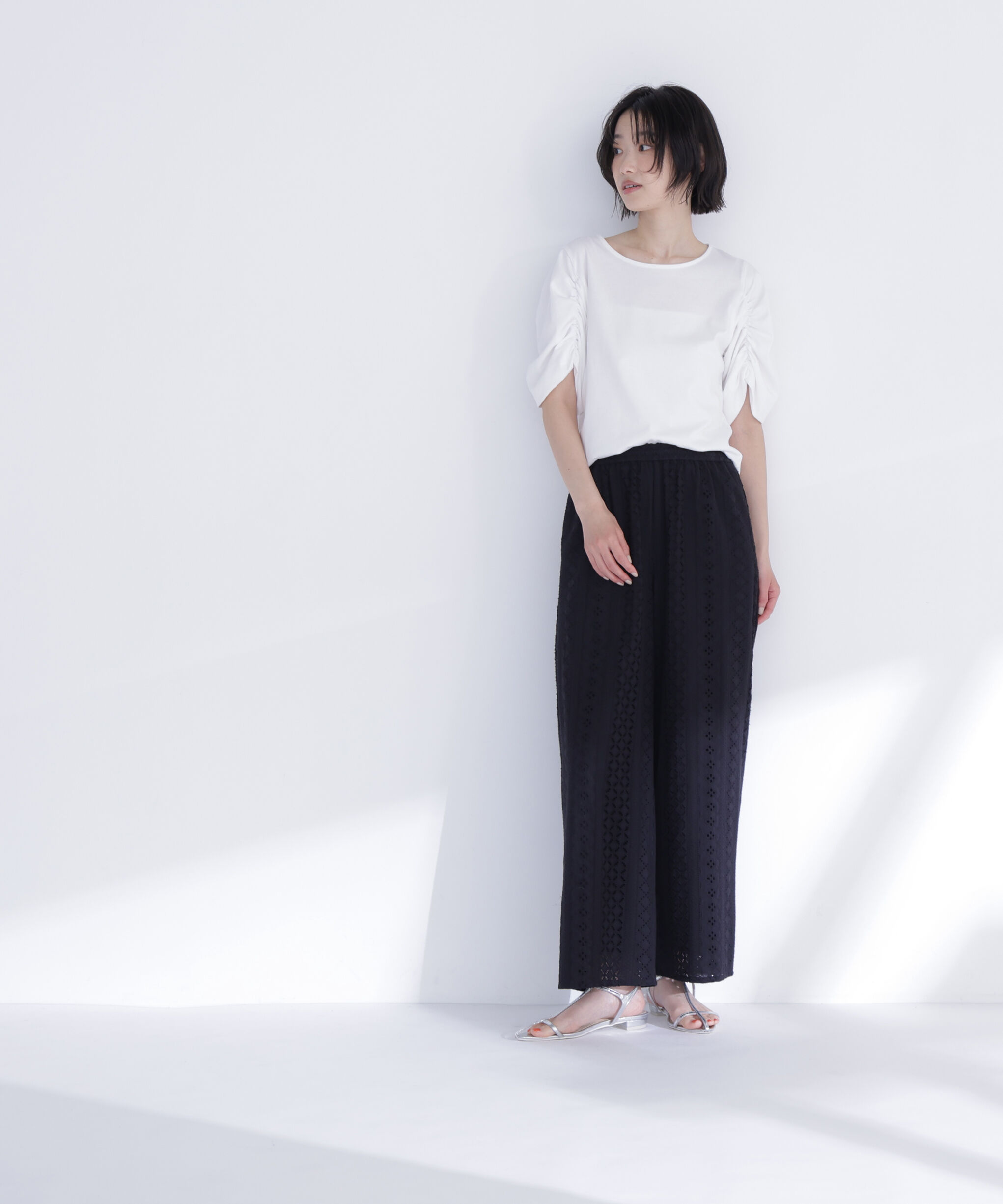  「ギャザースリーブカットソー」|Tシャツ・カットソー|