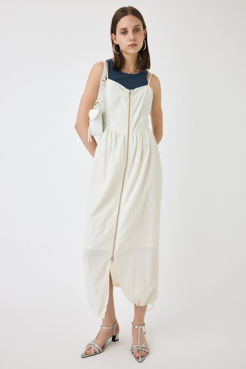 MOUSSY「FRONT ZIP NYLON キャミドレス」|ワンピース|