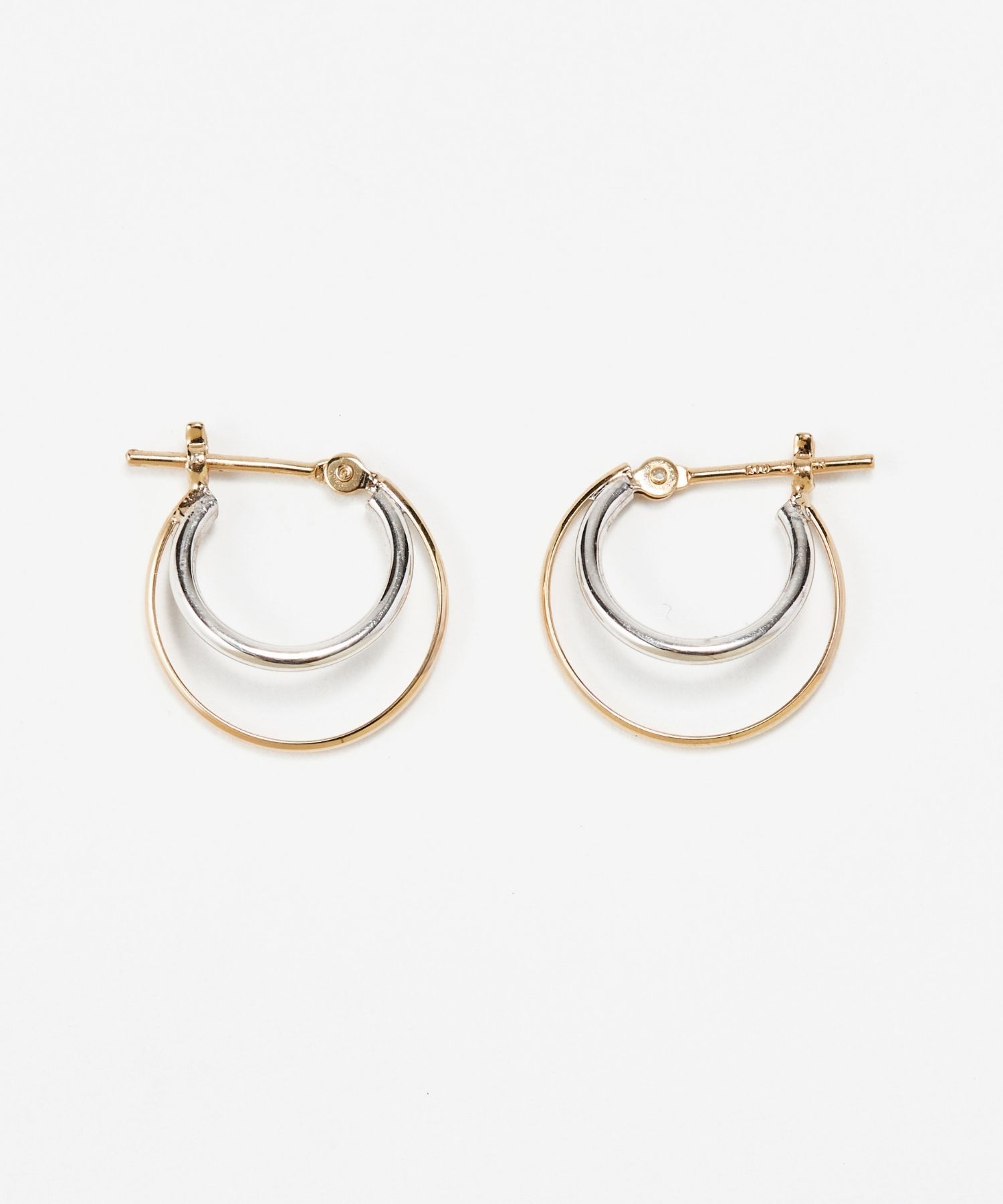 JUPITER「【K10&SV925】ダブルラインコンビフープピアス」|ピアス|