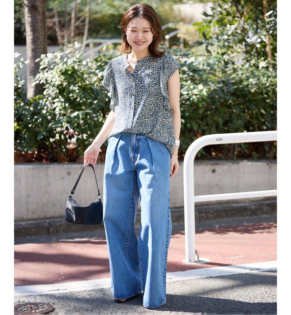 SLOBE IENA「《WEB限定/追加》フレンチフリルスリーブフラワーブラウス」|シャツ・ブラウス|