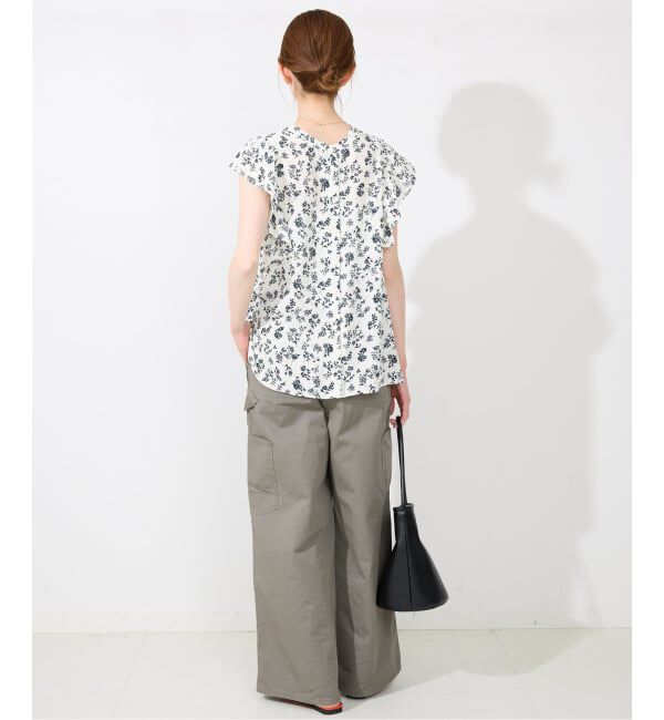 SLOBE IENA「《WEB限定/追加》フレンチフリルスリーブフラワーブラウス」|シャツ・ブラウス|