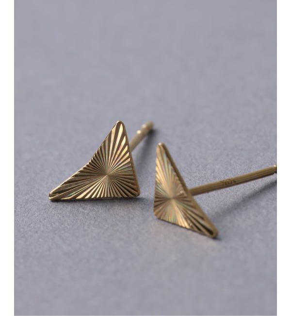 Lilas by Spick&Span「テクスチャートライアングルモチーフピアス K10（両耳）」|ピアス|