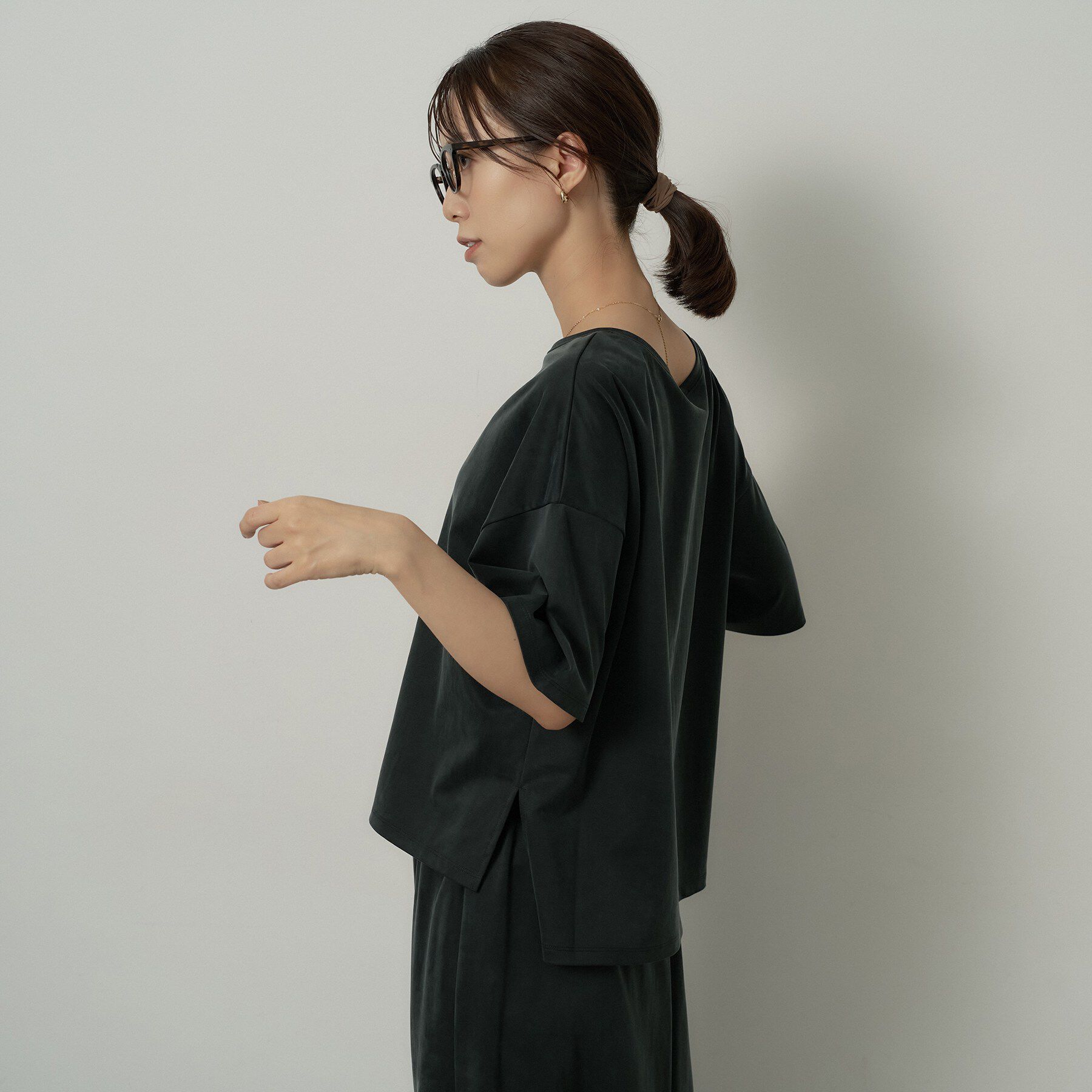 UNTITLED「【セットアップ可/接触冷感】ヴィンテージライクプルオーバー」|Tシャツ・カットソー|ブラック(019)