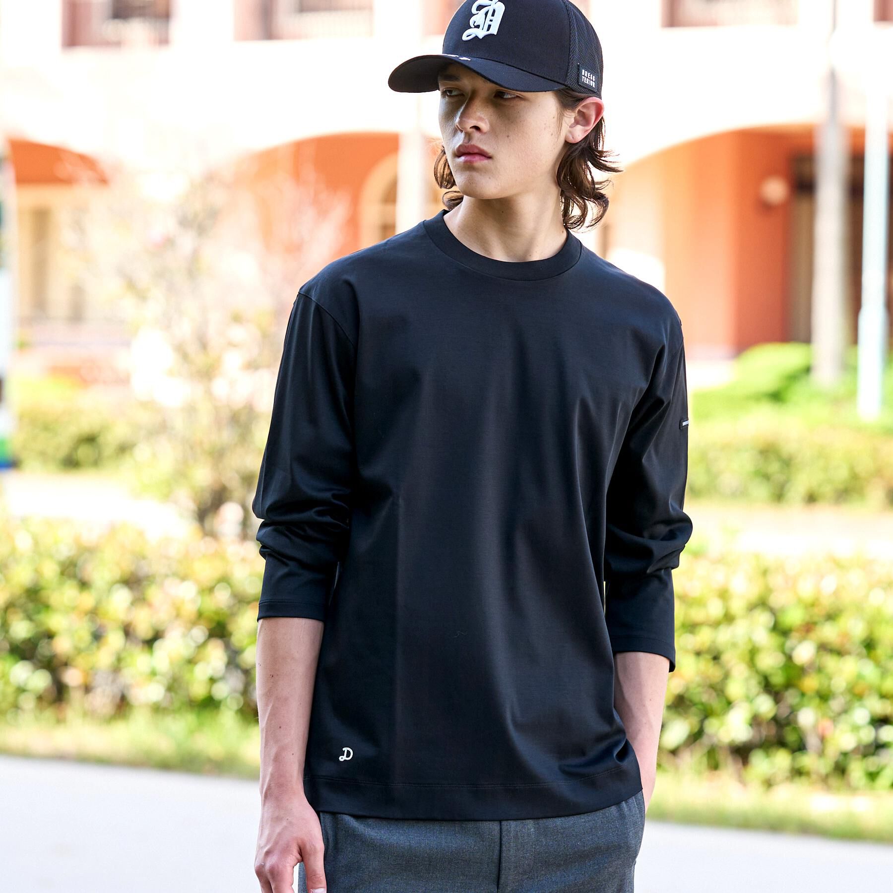 DRESSTERIOR「【接触冷感／抗菌防臭／消臭】ICE CLEAR COTTON クルーネックロンT」|Tシャツ・カットソー|ブラック(019)