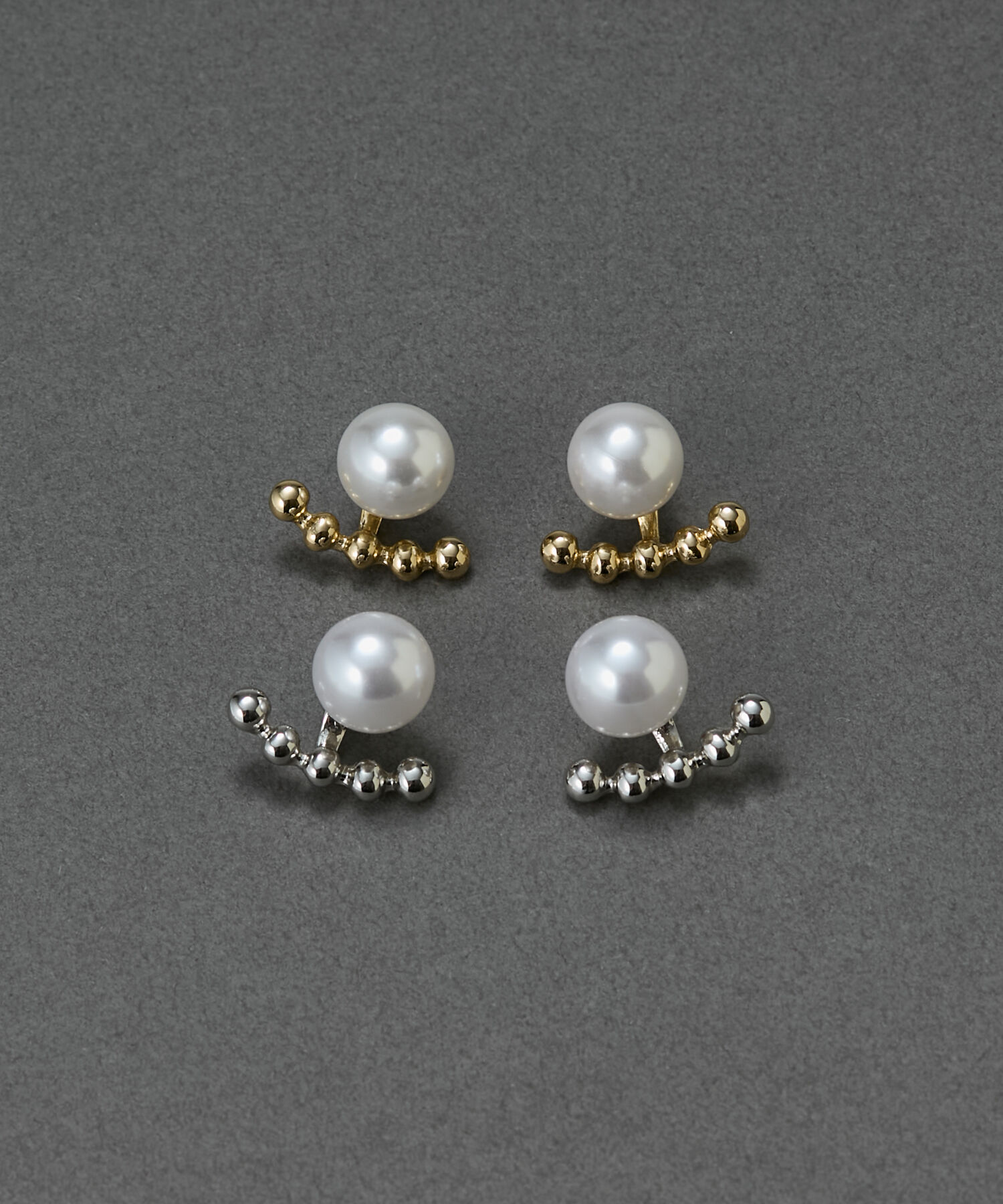 Phoebe「【金属アレルギー対応】2wayドロップラインパールバックキャッチピアス　シルバー/ニッケルフリー」|ピアス|