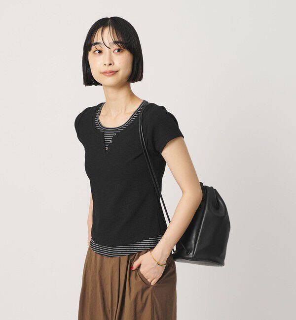BEAUTY&YOUTH UNITED ARROWS「ヘンリーネック レイヤード Tシャツ」|Tシャツ・カットソー|BLACK