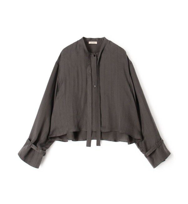 DES PRES「フィブリルストライプ クロップドリラックスブラウス」|シャツ・ブラウス|16 グレー系