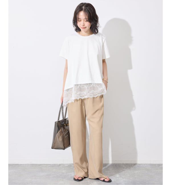 SLOBE IENA「《シリーズあり/追加》レースコンビハーフスリーブカットソー」|Tシャツ・カットソー|