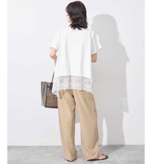 SLOBE IENA「《シリーズあり/追加》レースコンビハーフスリーブカットソー」|Tシャツ・カットソー|