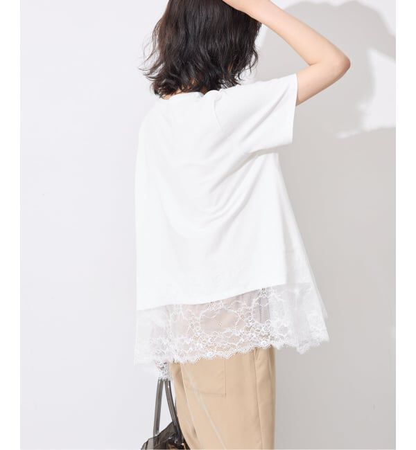 SLOBE IENA「《シリーズあり/追加》レースコンビハーフスリーブカットソー」|Tシャツ・カットソー|