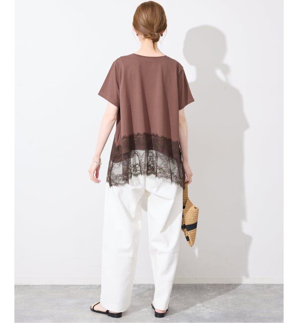SLOBE IENA「《シリーズあり/追加》レースコンビハーフスリーブカットソー」|Tシャツ・カットソー|