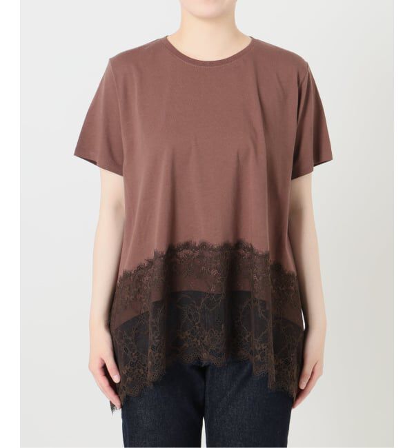 SLOBE IENA「《シリーズあり/追加》レースコンビハーフスリーブカットソー」|Tシャツ・カットソー|