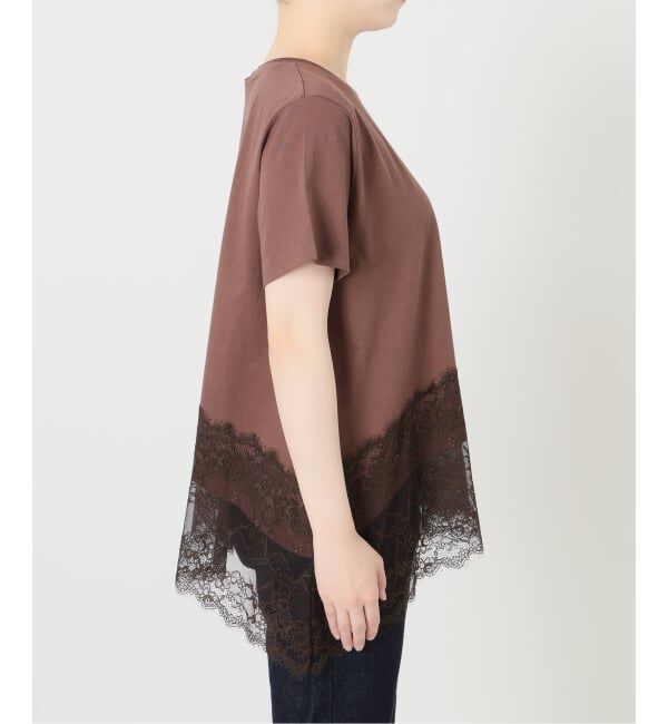 SLOBE IENA「《シリーズあり/追加》レースコンビハーフスリーブカットソー」|Tシャツ・カットソー|