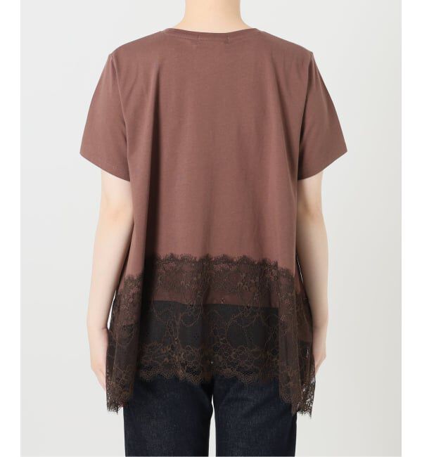 SLOBE IENA「《シリーズあり/追加》レースコンビハーフスリーブカットソー」|Tシャツ・カットソー|