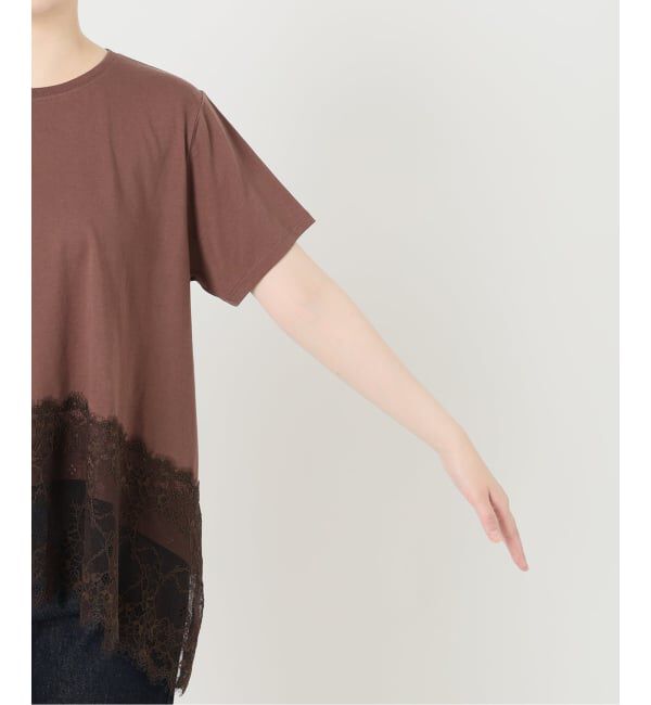 SLOBE IENA「《シリーズあり/追加》レースコンビハーフスリーブカットソー」|Tシャツ・カットソー|