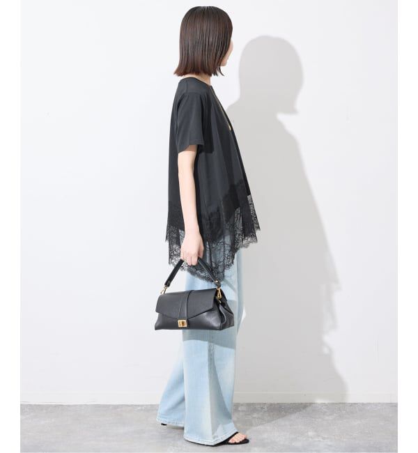 SLOBE IENA「《シリーズあり/追加》レースコンビハーフスリーブカットソー」|Tシャツ・カットソー|