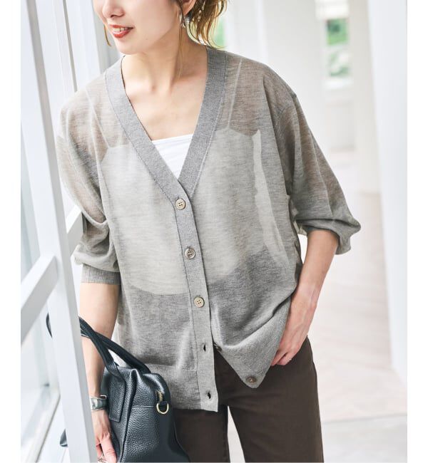 Spick and Span「《予約》シアーVネックカーディガン」|カーディガン|