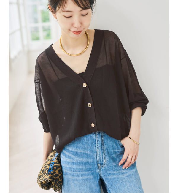 Spick and Span「《予約》シアーVネックカーディガン」|カーディガン|