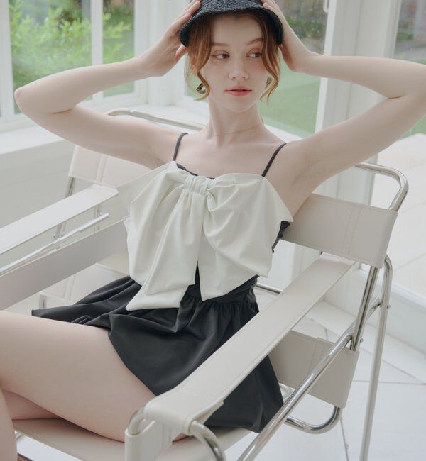  「【水着】【SALON by Chico】フロントBIGリボンセット」|ビキニ|ブラックその他1