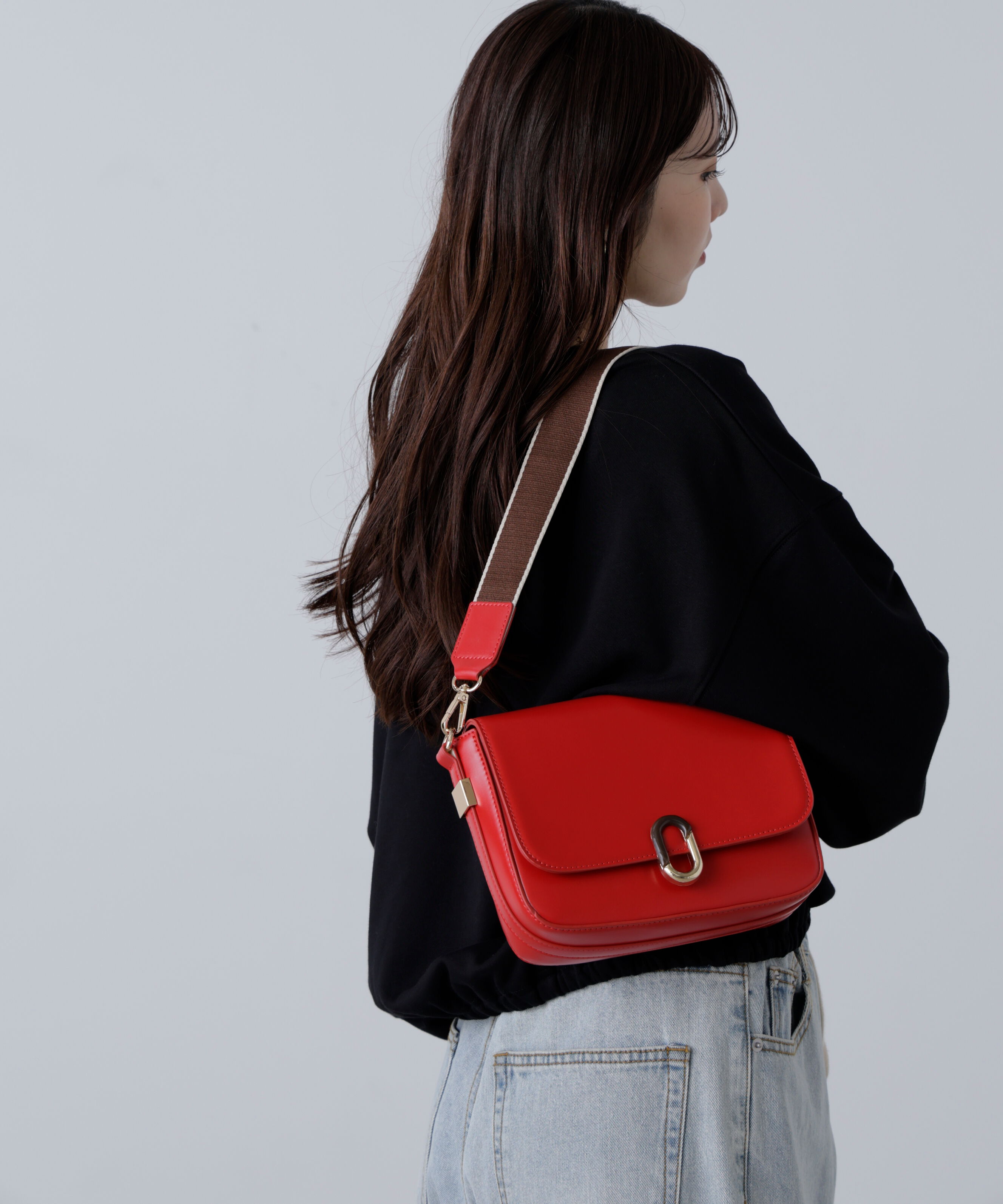  「レトロフラップショルダーバッグ」|その他|レッド