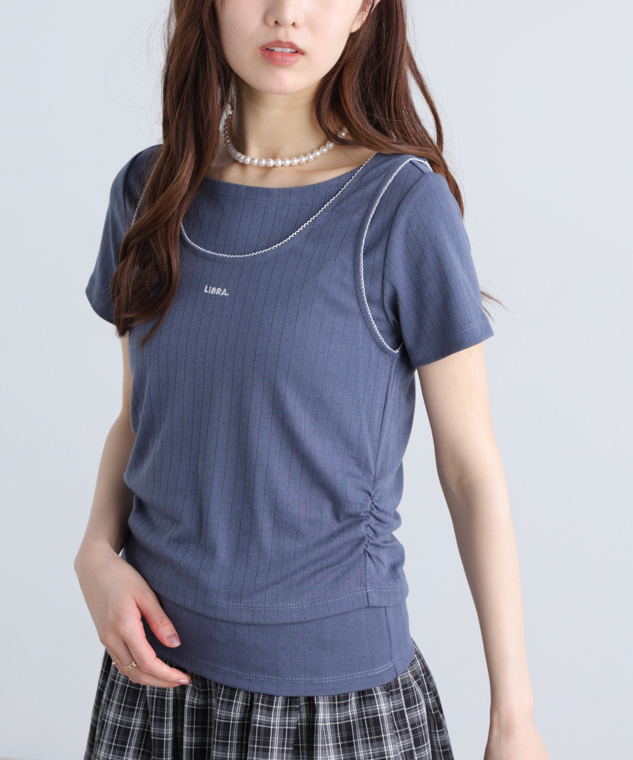 「針抜きテレコTシャツタンクセット」|Tシャツ・カットソー|ネイビー