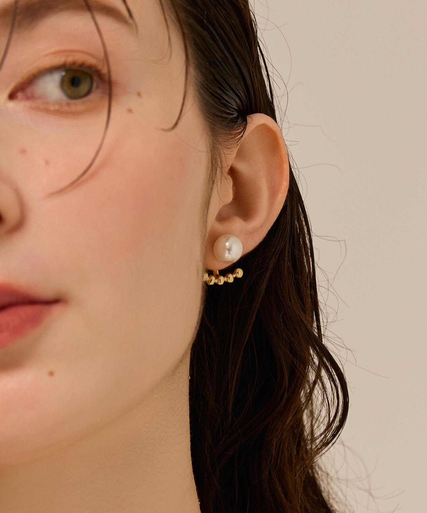 Phoebe「【金属アレルギー対応】2wayドロップラインパールバックキャッチピアス　ゴールド/ニッケルフリー」|ピアス|