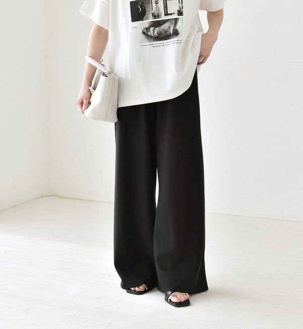 quaranciel「quaranciel:〈手洗い可能〉バイアス ストレッチ イージー ワイド パンツ」|その他|