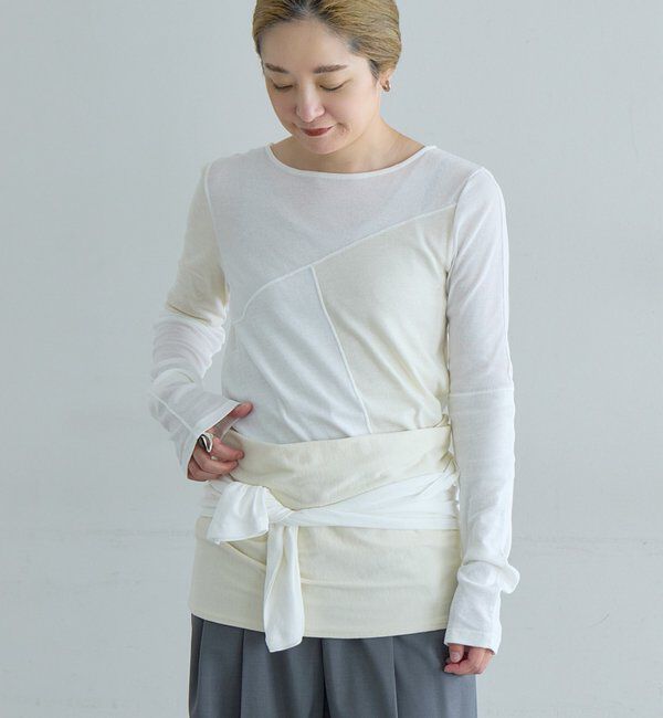  「【LUALY】パッチワークレイヤードSET」|Tシャツ・カットソー|アイボリー